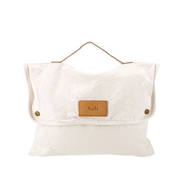 ROOLE- Salt Canvas Briefcase Portfolio with Leather Strap and Snap Closure NWOT - Picture 1 of 7